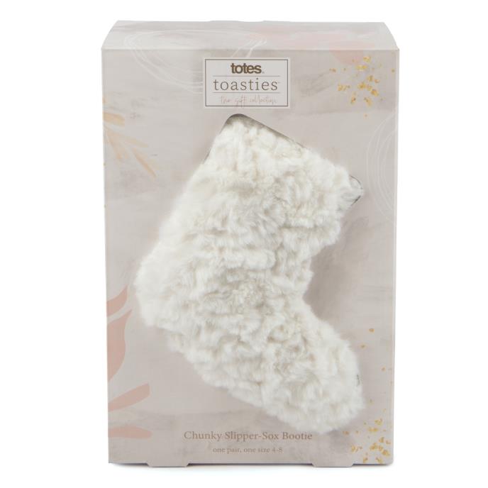 totes Ladies Faux Fur Slipper Socks Cream Extra Image 4